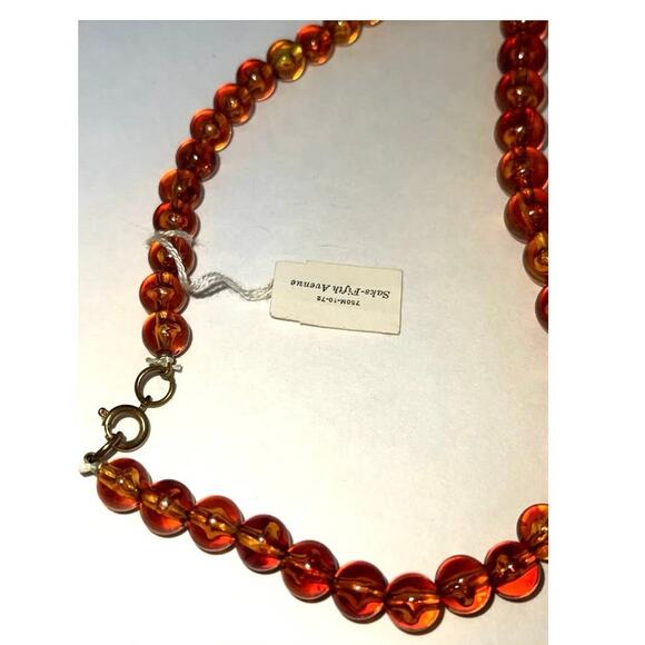 Necklace Saks Fifth Avenue Acrylic Beaded Art Deco Bead Graduated Marbleized B#8 - Picture 12 of 13